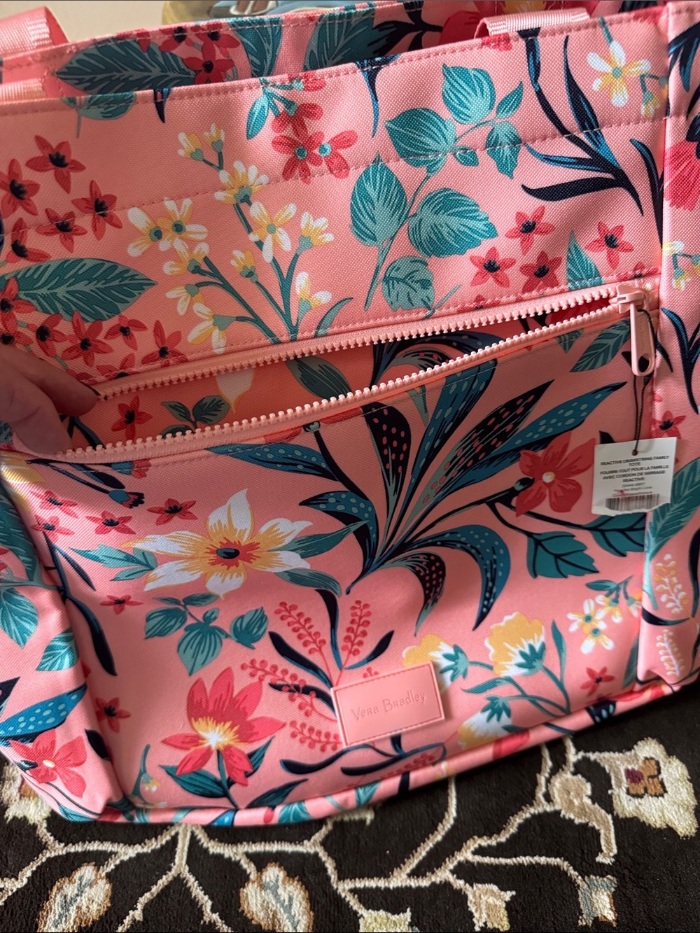 Vera Bradley ReActive
Drawstring Family Tote in the Paradise Bright Coral - Picture 8 of 11